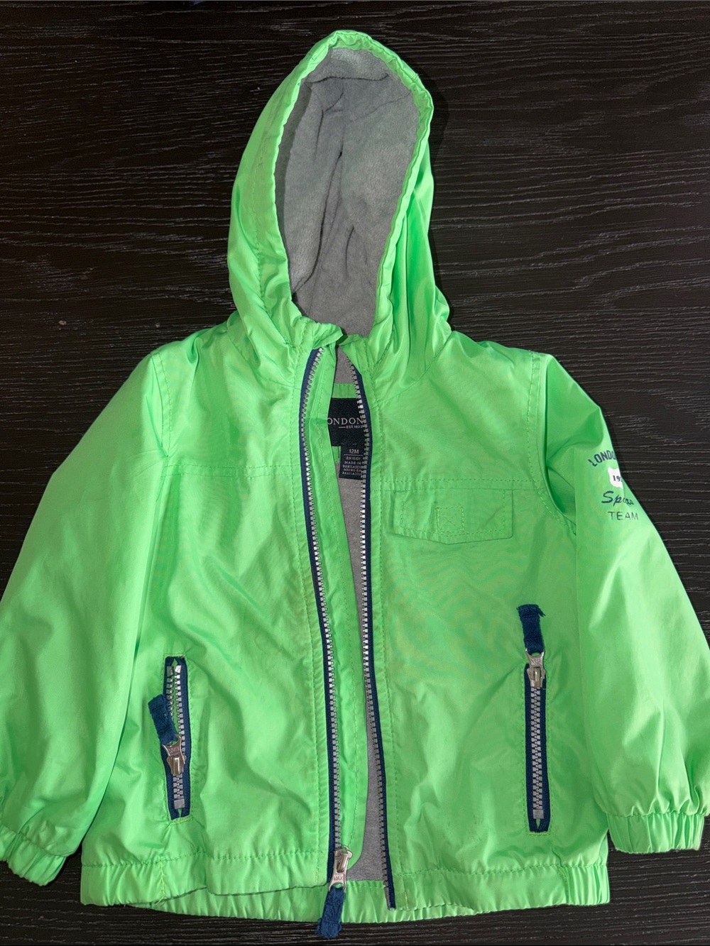 London Fog Neon Green Hooded Kids Rain Jacket
